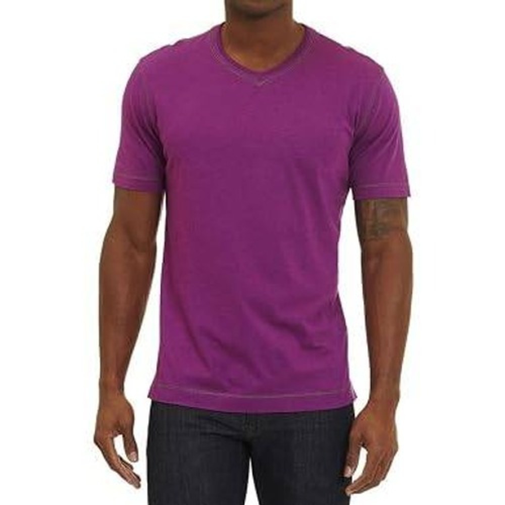 Robert Graham Mens Large Purple V-Neck T-Shirt Classic Fit Cotton Modal Blend